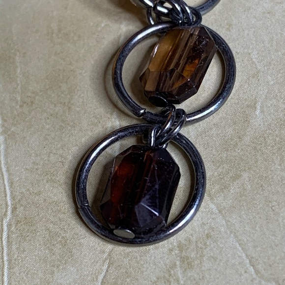 Dark Silver Metal Drop Earrings w/ Beads - Picture 3 of 11